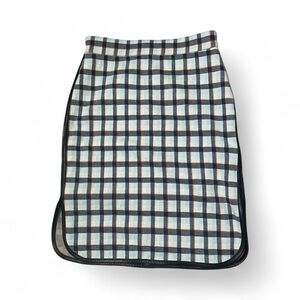 Ann Taylor faux leather trim plaid skirt